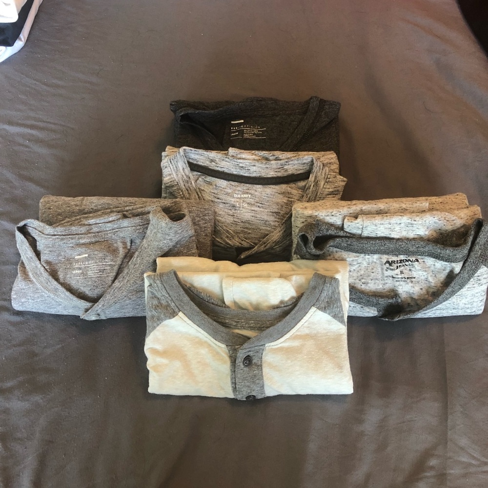 Lot of 5 Henley Shirts